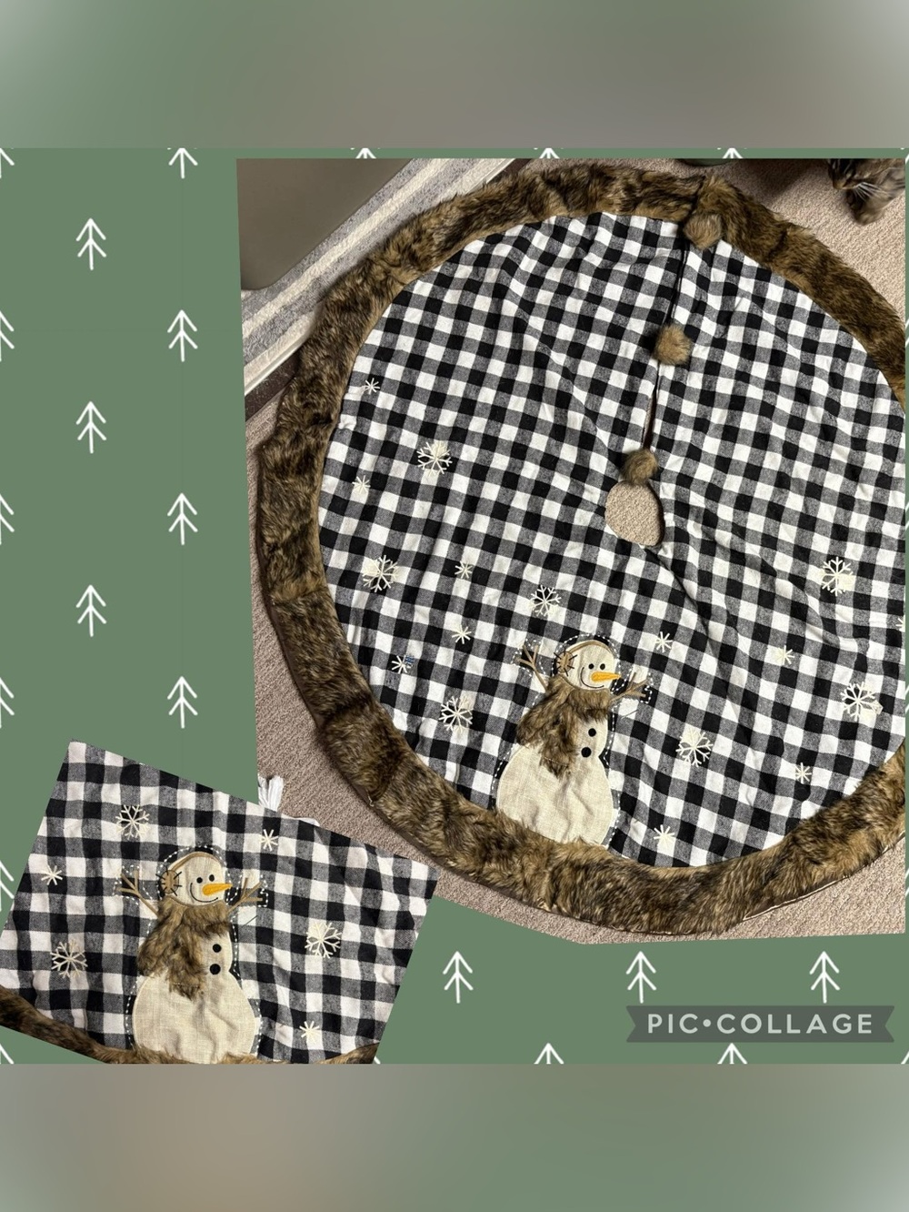 Black & White Buffalo Check Snowman Kids Play Mat